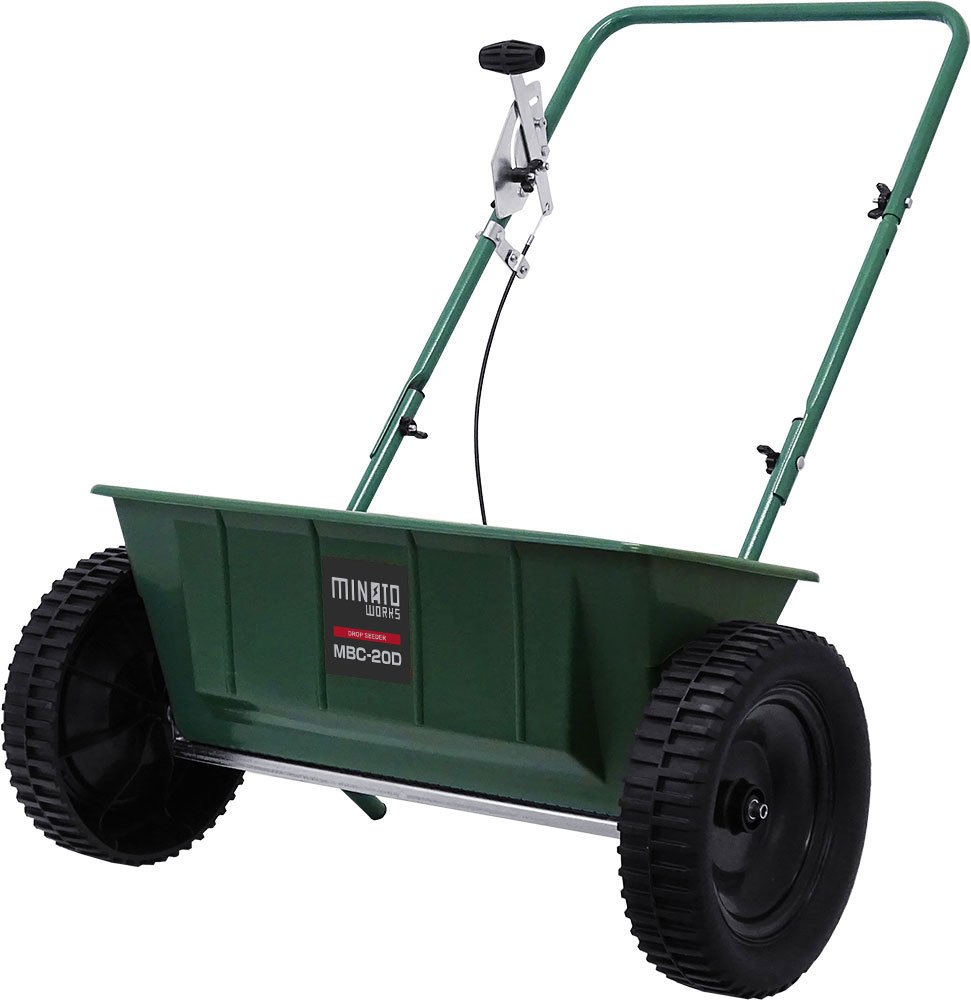 ①ミナトワークス製 手押し式種子散布機 ドロップシーダー「MBC-20D」 Amazon | ミナトワークス 手押し式 種子散布機 ドロップシーダー (容量